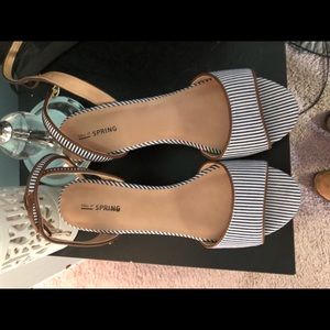 Blue and White Striped Wedges